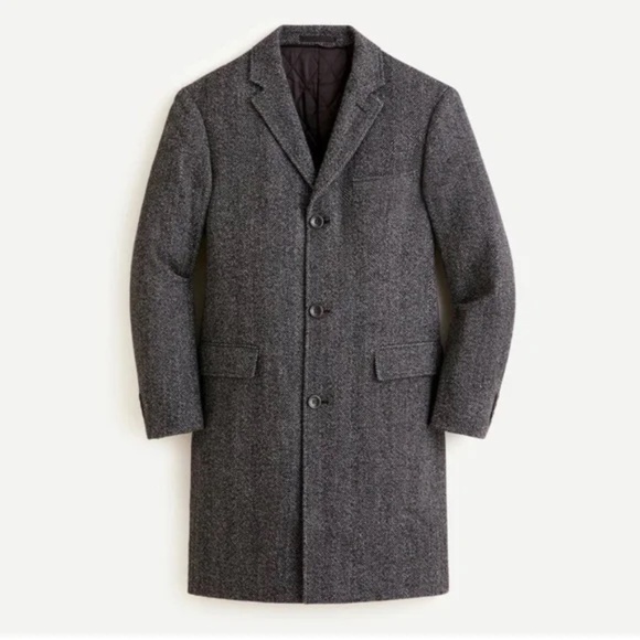 J.Crew Classic Tweed Topcoat | Charcoal Herringbone | 40R - Picture 1 of 4